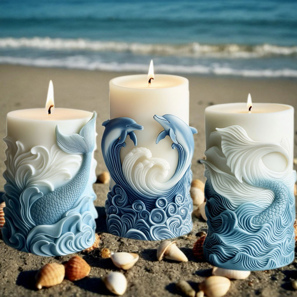 Resin Ocean Wave Mold - Oceaan Thema Siliconen Kaars Schimmel Dolfijn
