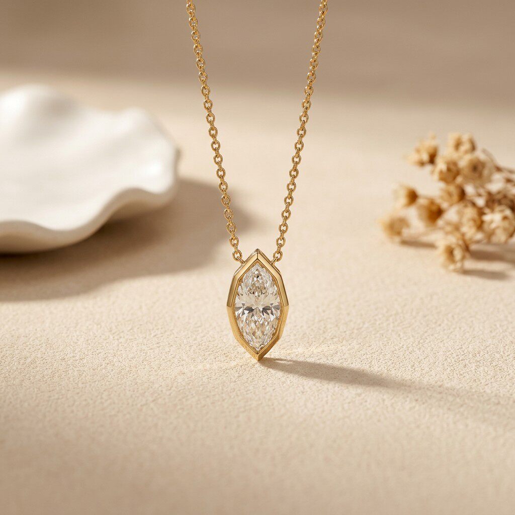 3-karaats bezelset marquise ge - Bezels Set Pendant recensie en prijs
