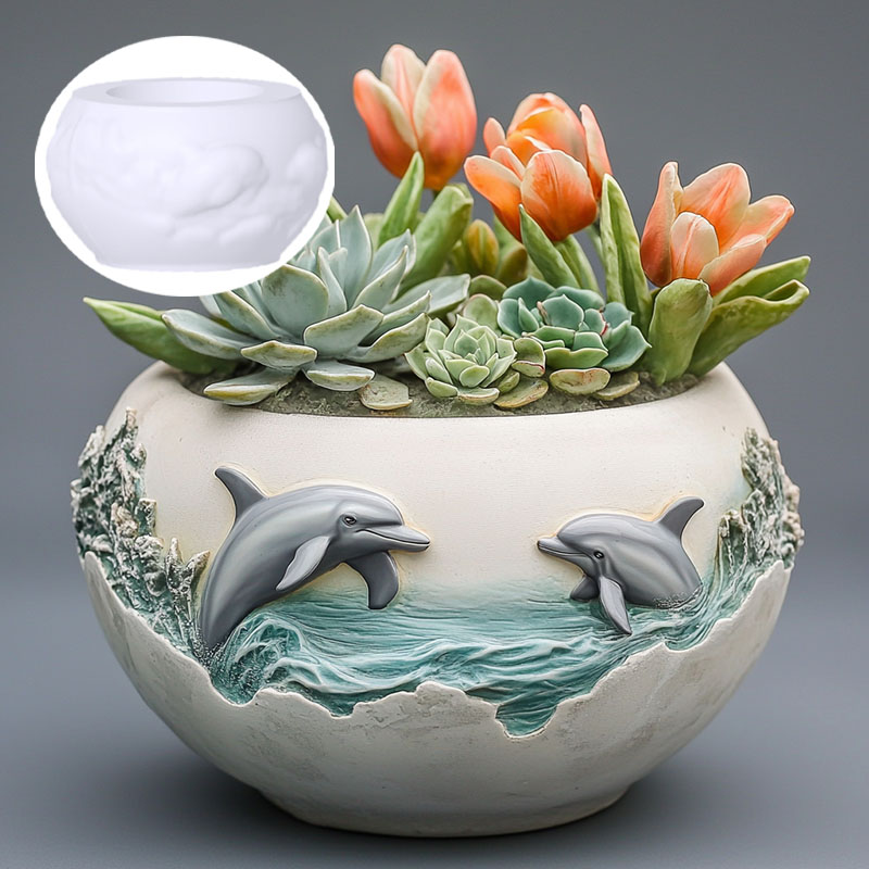 Paar dolfijn reliëf vetplant b - Resin Ocean Wave Mold recensie en prijs